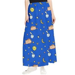 Cat Animals Sleep Stars Seamless Background Maxi Chiffon Skirt by pakminggu