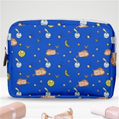 Cat Animals Sleep Stars Seamless Background Make Up Pouch (medium) by pakminggu