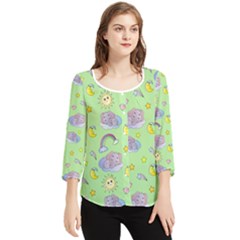 Elephant Sleeping Elephants Background Chiffon Quarter Sleeve Blouse by pakminggu