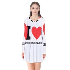 I Love Cheesecake Long Sleeve V-neck Flare Dress by ilovewhateva