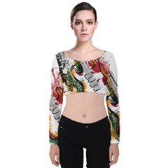 Electric Guitar Velvet Long Sleeve Crop Top by pakminggu