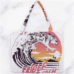 Gray Wolf Beach Waves A Wolf Animal Retro Mini Tote Bag by pakminggu