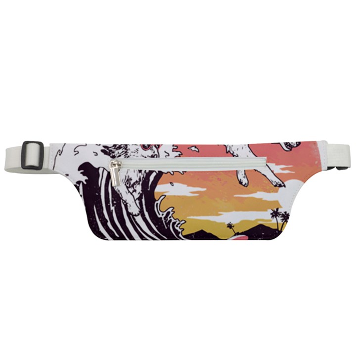 Gray Wolf Beach Waves A Wolf Animal Retro Active Waist Bag