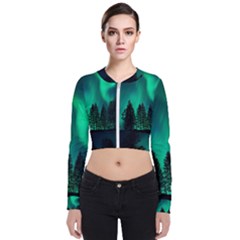 Aurora Northern Lights Phenomenon Atmosphere Sky Long Sleeve Zip Up Bomber Jacket by pakminggu