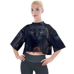 Art Cat Drawing Mammal Animal Feline Mock Neck Tee by pakminggu