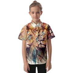 Lion Africa African Art Kids  Short Sleeve Shirt by pakminggu