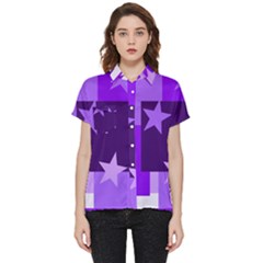 Purple Stars Pattern Shape Short Sleeve Pocket Shirt by danenraven