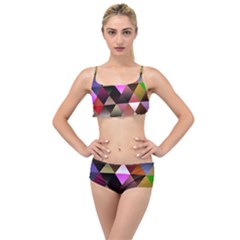 Abstract Geometric Triangles Shapes Layered Top Bikini Set by danenraven