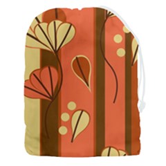 Amber Yellow Stripes Leaves Floral Drawstring Pouch (3xl) by danenraven