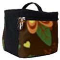 Floral Hearts Brown Green Retro Make Up Travel Bag (Small) View1