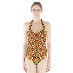 Geometry Shape Retro Trendy Symbol Halter Swimsuit by danenraven