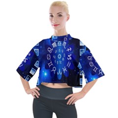 Astrology Horoscopes Constellation Mock Neck Tee by danenraven