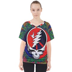 Grateful Dead Pattern V-neck Dolman Drape Top by Mog4mog4