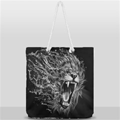 Lion Furious Abstract Desing Furious Full Print Rope Handle Tote (large) by Mog4mog4