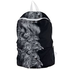 Roar Angry Male Lion Black Foldable Lightweight Backpack by Mog4mog4