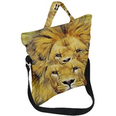 Lion Lioness Wildlife Hunter Fold Over Handle Tote Bag by Mog4mog4