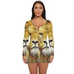 Lion Lioness Wildlife Hunter Long Sleeve Boyleg Swimsuit by Mog4mog4