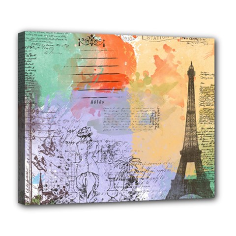 Scrapbook Paris Vintage France Deluxe Canvas 24  X 20  (stretched) by Mog4mog4