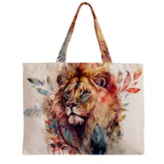 Lion Africa African Art Zipper Mini Tote Bag by Mog4mog4