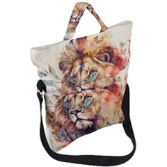 Lion Africa African Art Fold Over Handle Tote Bag by Mog4mog4