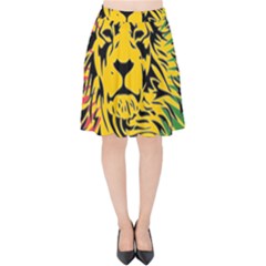 Lion Head Africa Rasta Velvet High Waist Skirt by Mog4mog4