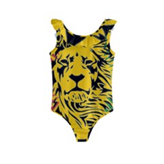 Lion Head Africa Rasta Kids  Frill Swimsuit by Mog4mog4