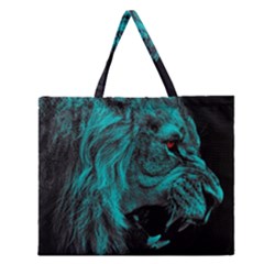 Angry Male Lion Predator Carnivore Zipper Large Tote Bag by Mog4mog4