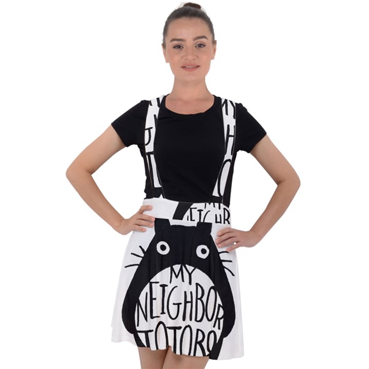 My Neighbor Totoro Black And White Velvet Suspender Skater Skirt