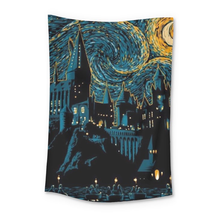 Hogwarts Castle Van Gogh Small Tapestry