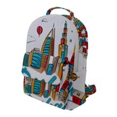 Burj Khalifa Skyline Clip Art Drawing Comic World Flap Pocket Backpack (large) by Mog4mog4