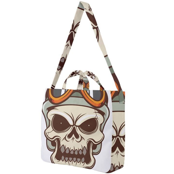 Motorcycle Helmet Skull Clip Art Cranial Skeleton Square Shoulder Tote Bag