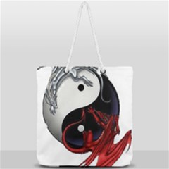 Yin And Yang Chinese Dragon Full Print Rope Handle Tote (large) by Mog4mog4