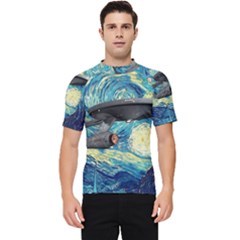 Star Starship The Starry Night Van Gogh Men s Short Sleeve Rash Guard by Mog4mog4