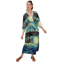 Star Starship The Starry Night Van Gogh Grecian Style  Maxi Dress by Mog4mog4