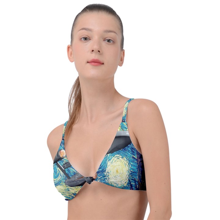 Star Starship The Starry Night Van Gogh Knot Up Bikini Top