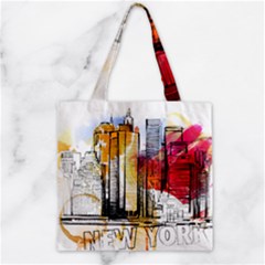 New York City Skyline Vector Illustration Zipper Grocery Tote Bag by Mog4mog4