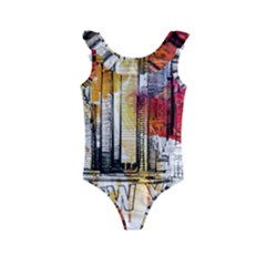 New York City Skyline Vector Illustration Kids  Frill Swimsuit by Mog4mog4