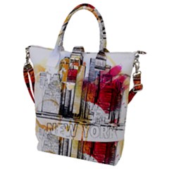 New York City Skyline Vector Illustration Buckle Top Tote Bag by Mog4mog4