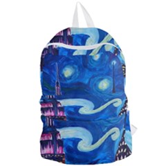 Starry Night In New York Van Gogh Manhattan Chrysler Building And Empire State Building Foldable Lightweight Backpack by Mog4mog4