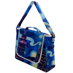 Starry Night In New York Van Gogh Manhattan Chrysler Building And Empire State Building Box Up Messenger Bag by Mog4mog4