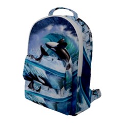 Orca Wave Water Underwater Flap Pocket Backpack (large) by Mog4mog4