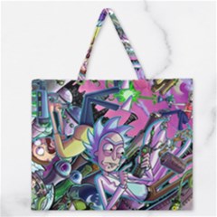 Cartoon Parody Time Travel Ultra Pattern Zipper Large Tote Bag by Mog4mog4