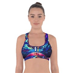 Cartoon Parody In Outer Space Cross Back Sports Bra by Mog4mog4