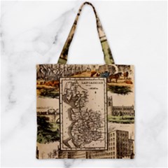 Antique Map Railway Lines Railway Train Char Zipper Grocery Tote Bag by Mog4mog4