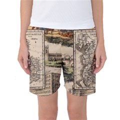 Antique Map Railway Lines Railway Train Char Women s Basketball Shorts by Mog4mog4