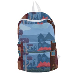 Town Vector Illustration Illustrator City Urban Foldable Lightweight Backpack by Mog4mog4