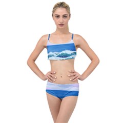 Illustration Landscape Sea Ocean Waves Beach Blue Layered Top Bikini Set by Mog4mog4