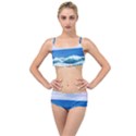 Illustration Landscape Sea Ocean Waves Beach Blue Layered Top Bikini Set View1