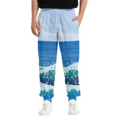 Illustration Landscape Sea Ocean Waves Beach Blue Men s Elastic Waist Pants by Mog4mog4