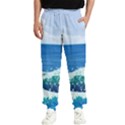 Illustration Landscape Sea Ocean Waves Beach Blue Men s Elastic Waist Pants View1